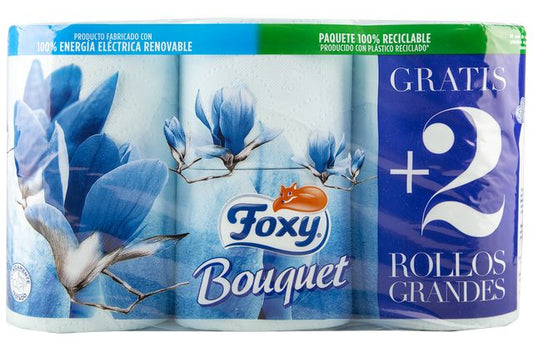 PAPEL HIGIÉNICO FOXY 4+2 ROLOS 3F BOUQUET AZUL