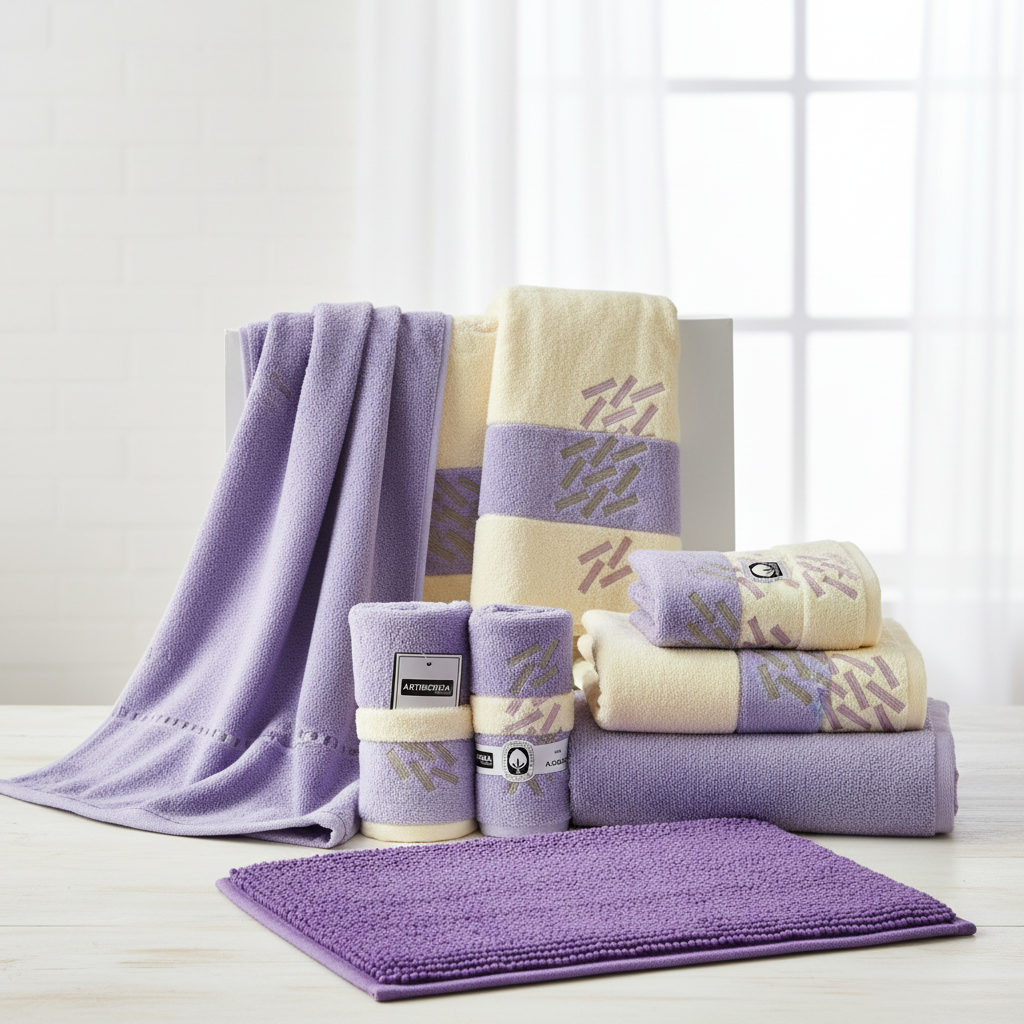 JOGO DE TOALHAS + TAPETE aberto