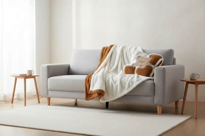 Manta Borrego Castanho e Branco