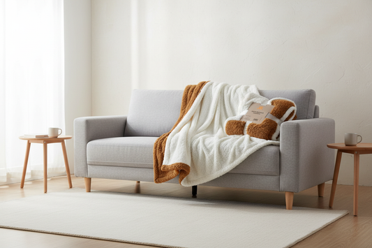 Manta Borrego Castanho e Branco